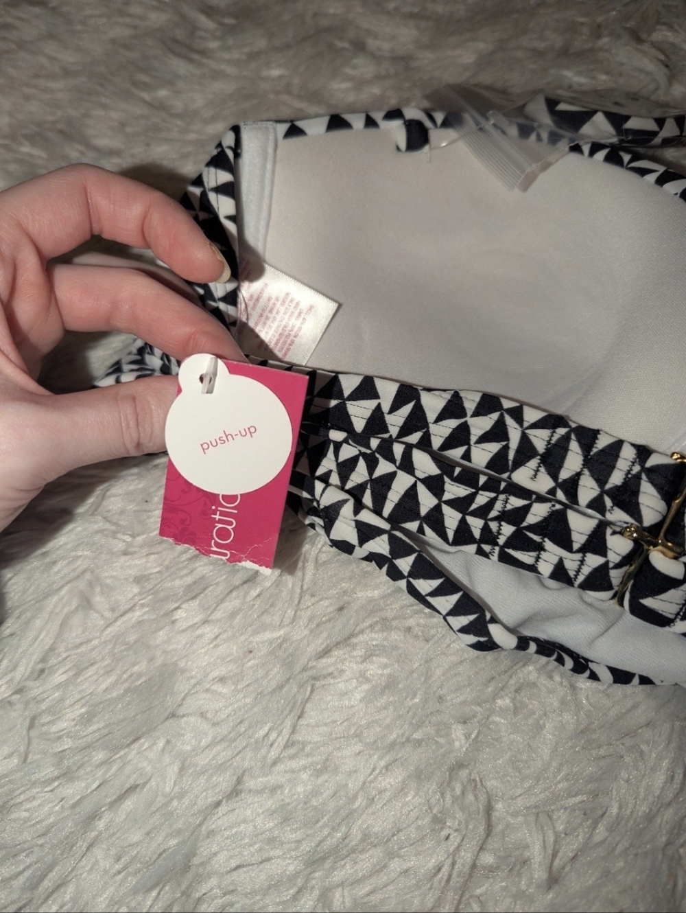 Nwt Xhilaration Black & White Bikini Top Sz XL - Picture 2 of 5